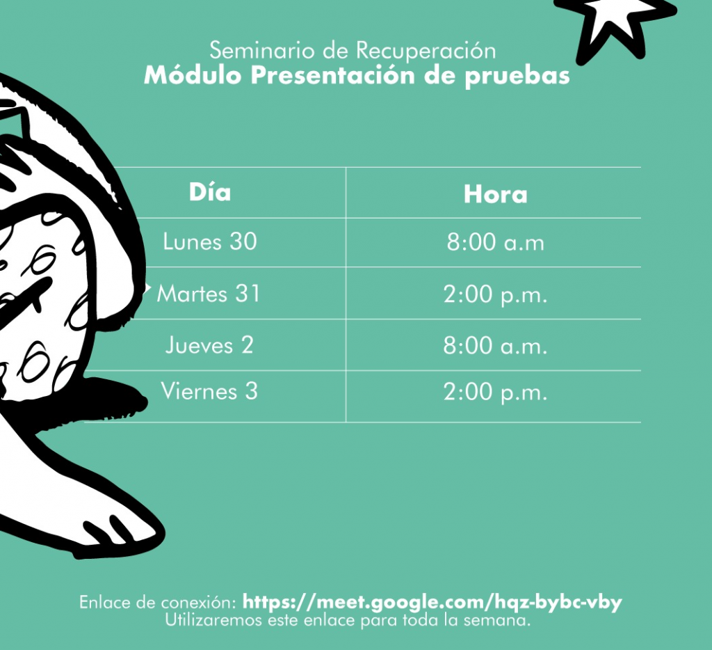 Horarios Seminario de recuperación Horarios Seminario de recuperación