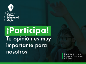 Imagen con texto participa, tu opinión es muy importante